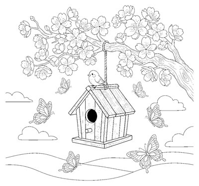 Springtime Birdhouse in Bloom