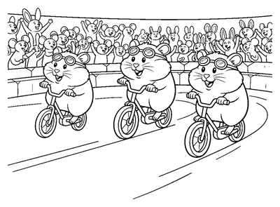 Página para colorir de Equipa de corrida Hamster para imprimir