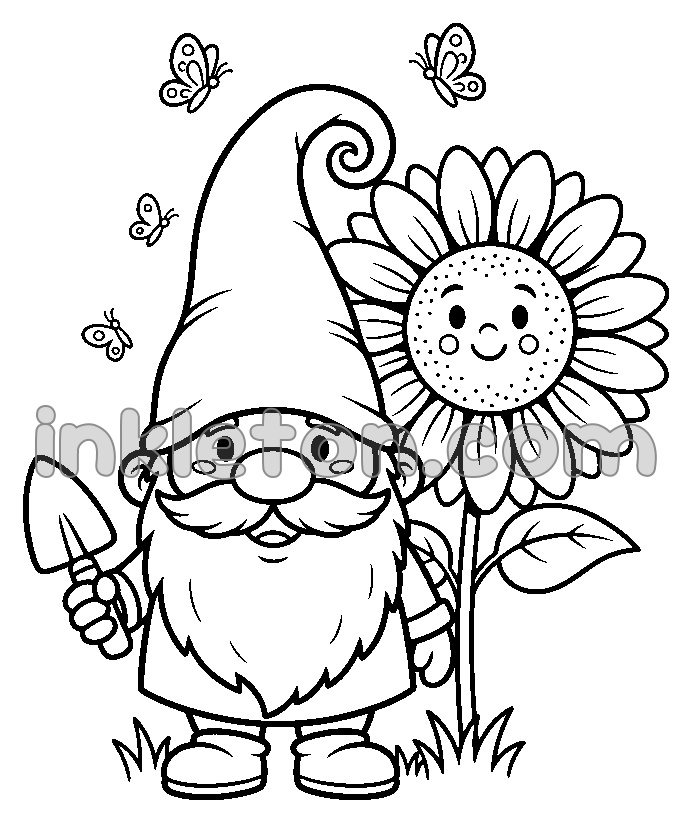 A Garden Gnome and His Flowers