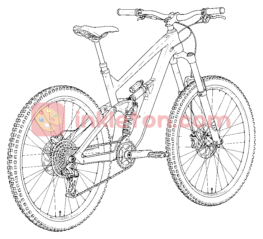 Página para colorear de Anatomía de una bicicleta de montaña para imprimir