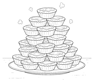 Ett berg av Pastel de Nata målarbild att skriva ut