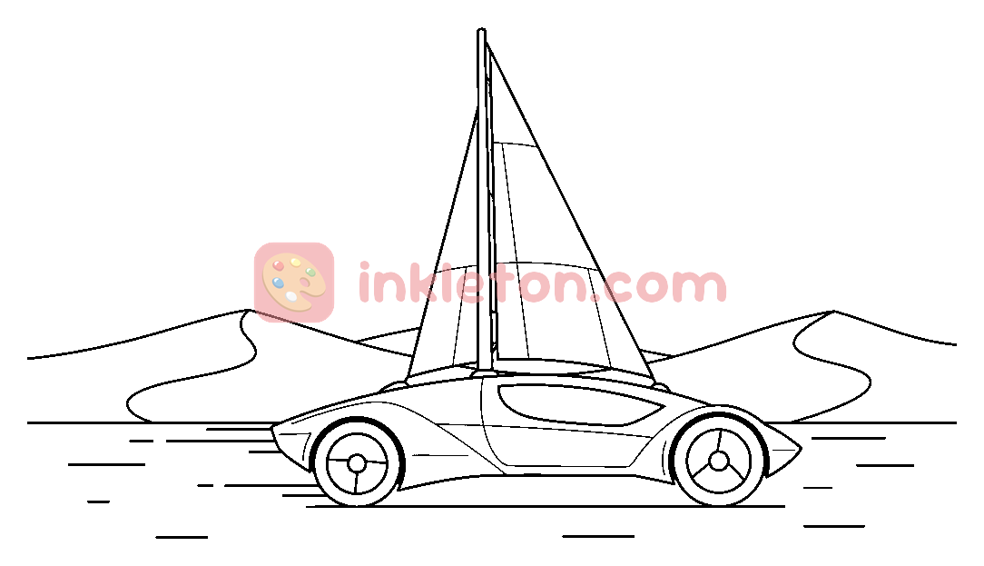 Wind-Powered Sail-Car coloring page to print