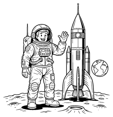 Omalovánka Astronaut u armilární sféry k tisku