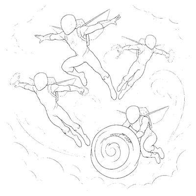 Sky-Diving Wind Rangers coloring page to print
