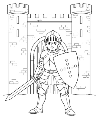 Der junge Ritter der ersten Burg Malvorlage zum Ausdrucken