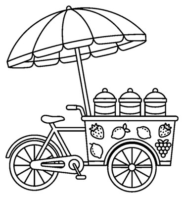 Kolorowanka Wózek rowerowy Gelato do druku