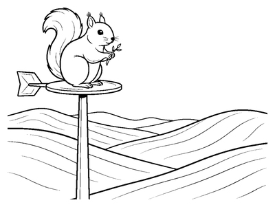 Squirrel's Wind Turbine Nest coloring page to print