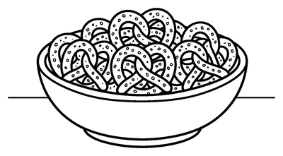 Schüssel mit Brezeln Malvorlage zum Ausdrucken