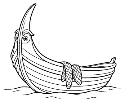 Página para colorir de O Barco de Pesca Tradicional da Nazaré para imprimir
