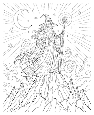 The Wizard of Whispering Winds coloring page to print