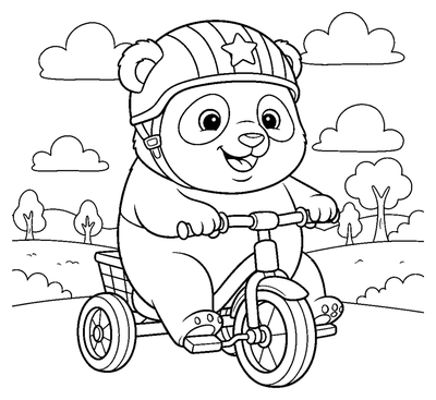 Page de coloriage Panda sur un sentier forestier à imprimer