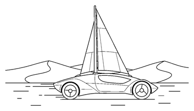 Wind-Powered Sail-Car coloring page to print