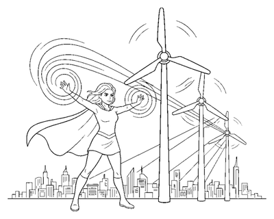 Aero-Girl Powers the City coloring page to print