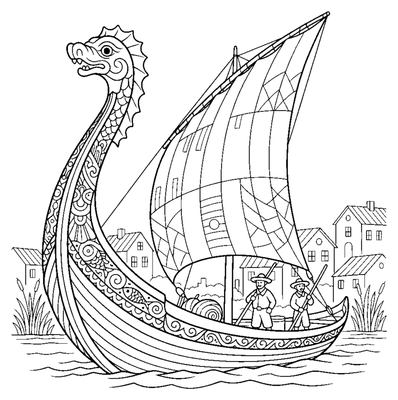 Página para colorir de Barco Moliceiro Tradicional para imprimir