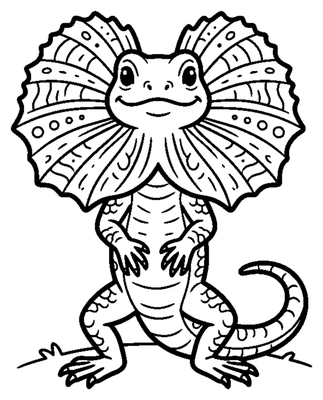 Cute Frilled-Neck Lizard coloring page to print