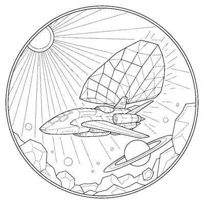 Solar Wind Cosmic Sail coloring page to print