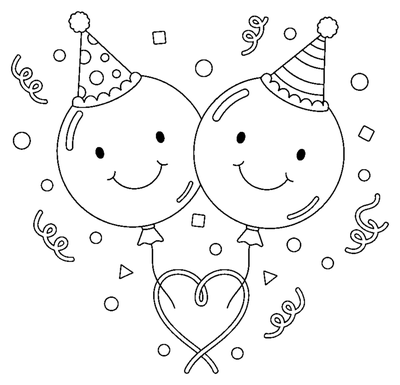 Party Balloon Pair coloring page to print