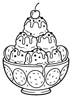 Giant Ice Cream Sundae Tower coloring page to print