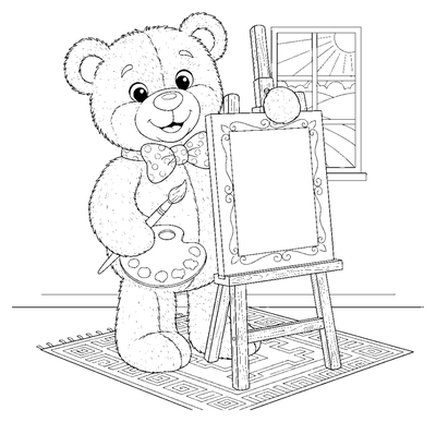 Teddy maci csókolózó állvány színező nyomtatáshoz