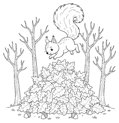 Autumn Squirrel's Leaf Pile