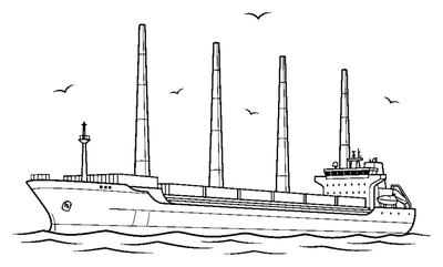 Cargo Ship with Rotor Sails coloring page to print
