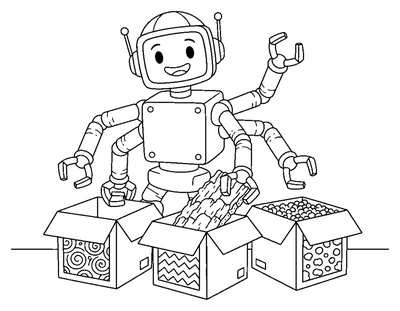 Omalovánka Robot na třídění korku k tisku