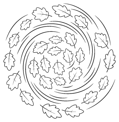 Autumn Leaf Whirlwind coloring page to print