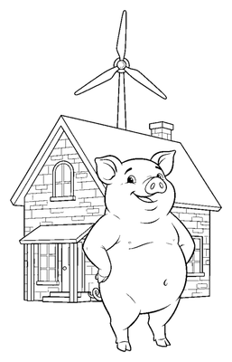 The Three Little Pigs' Wind Turbine coloring page to print