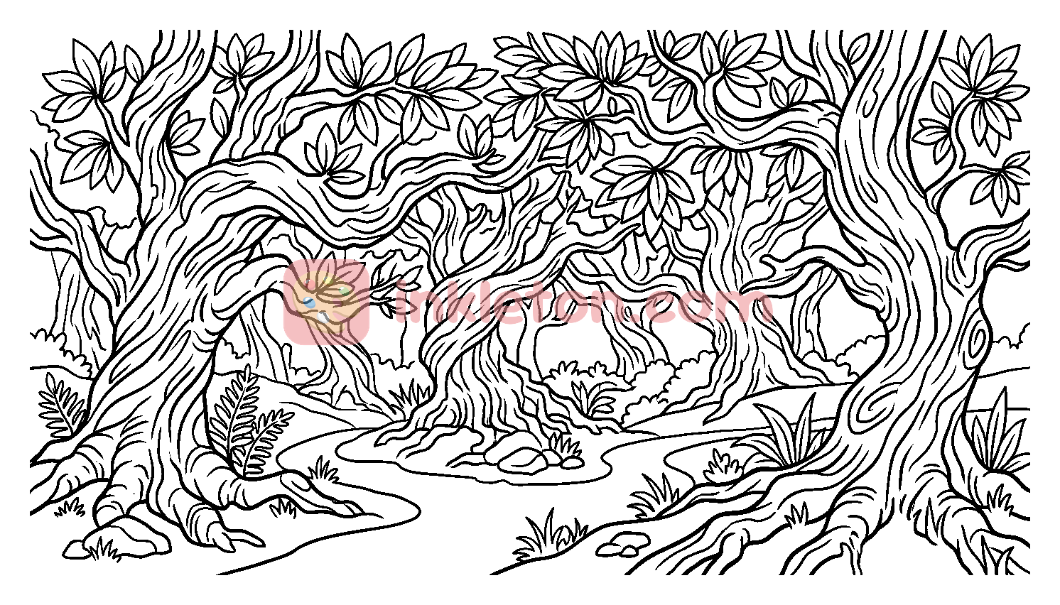 Ancient Laurel Trees of Fanal coloring page to print