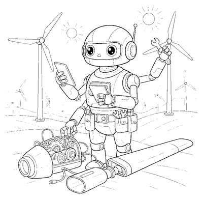 The Robot Wind Technician coloring page to print
