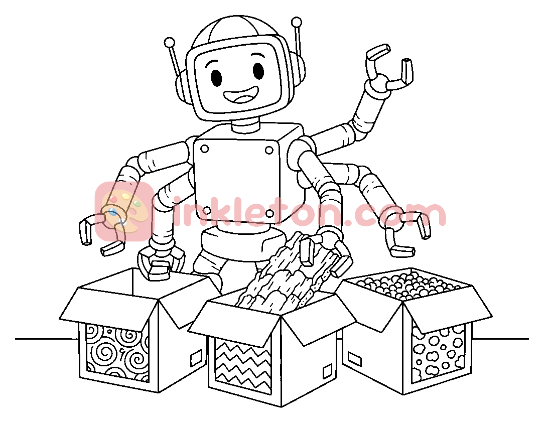 Omalovánka Robot na třídění korku k tisku
