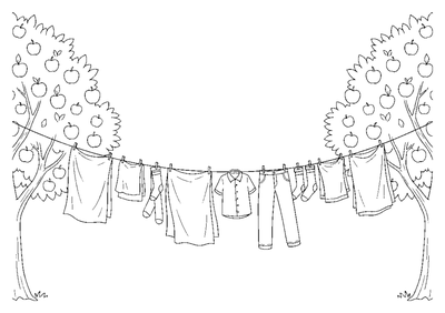 Fresh Laundry in the Summer Breeze coloring page to print