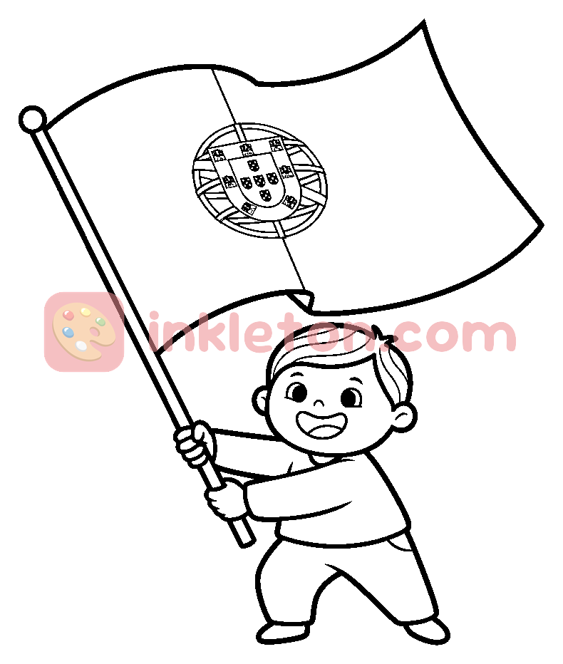 Die Nationalflagge schwenken Malvorlage zum Ausdrucken