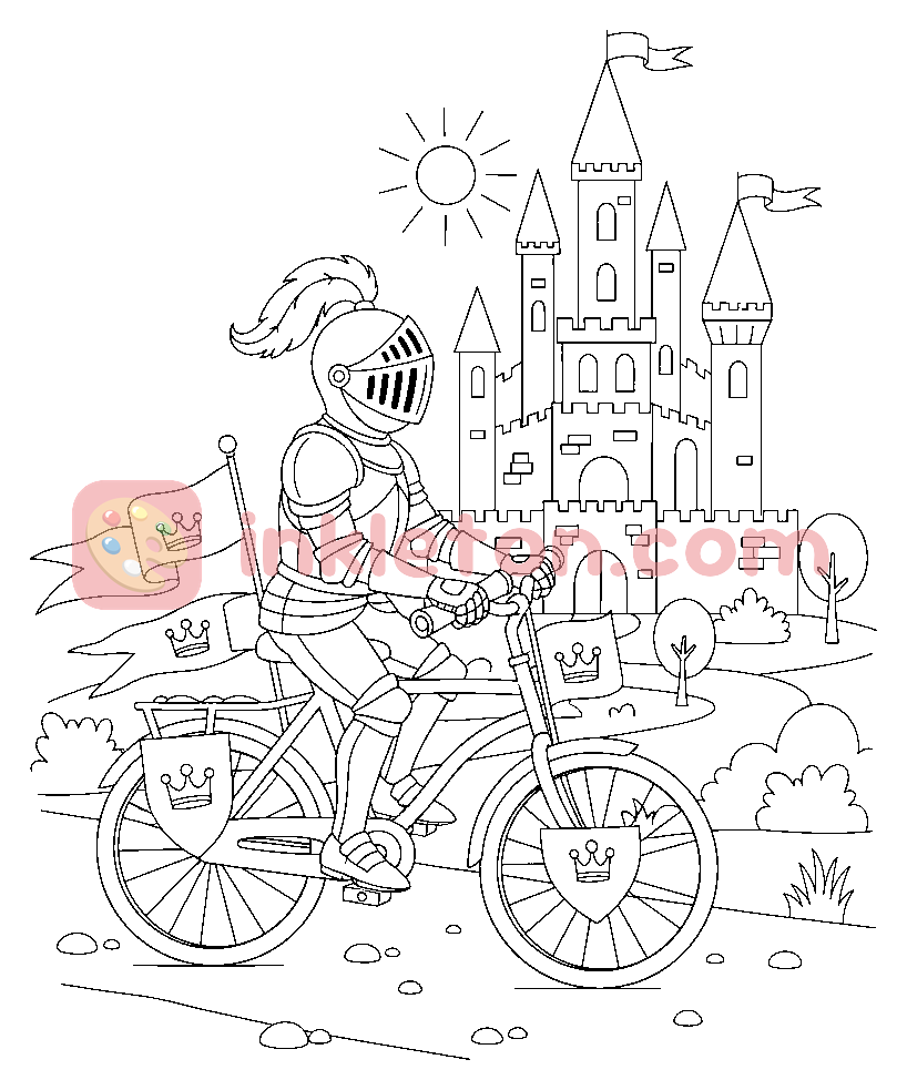 Página para colorir de Ciclo do Mensageiro do Cavaleiro Real para imprimir