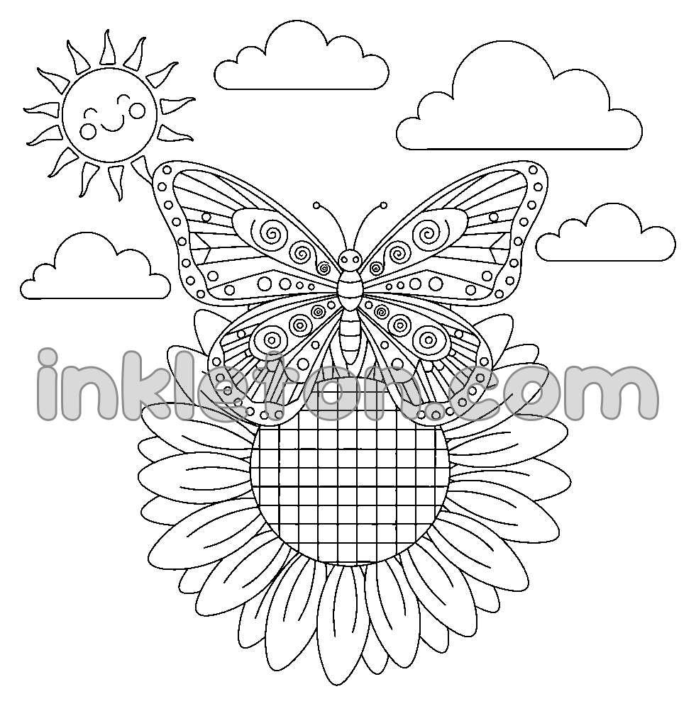 Butterfly and Giant Sunflower