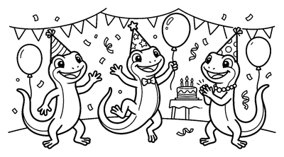 Lizards Celebrating World Lizard Day coloring page to print