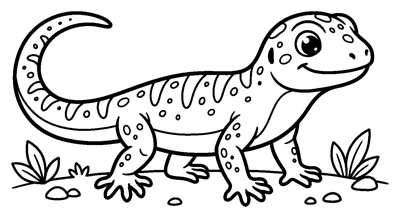 Cute Spotted Lizard coloring page to print