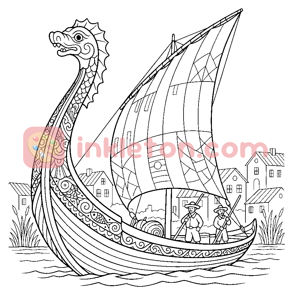 Página para colorir de Barco Moliceiro Tradicional para imprimir