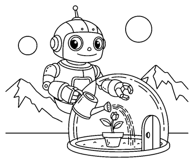 Robot kertészkedés a Marson színező nyomtatáshoz