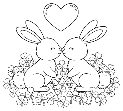 Page de coloriage Le doux baiser du nez des lapins à imprimer