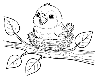 Babyvogel in een nest