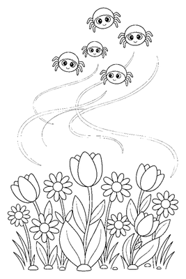 Spider Parachutists coloring page to print