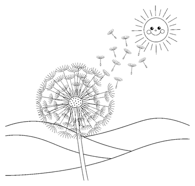 Dandelion Wish in the Breeze coloring page to print