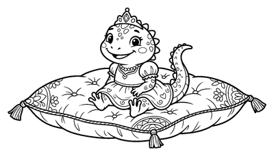 Princess Lizard Wearing a Tiara coloring page to print