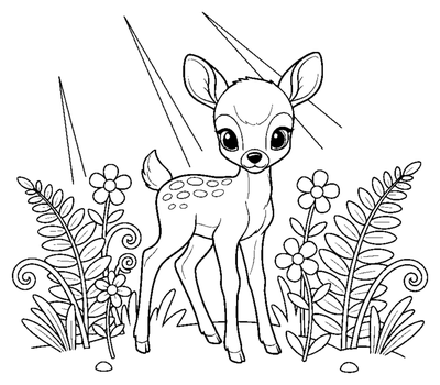 A Forest Fawn in the Ferns