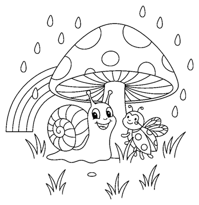 Amigos del jardín en días lluviosos