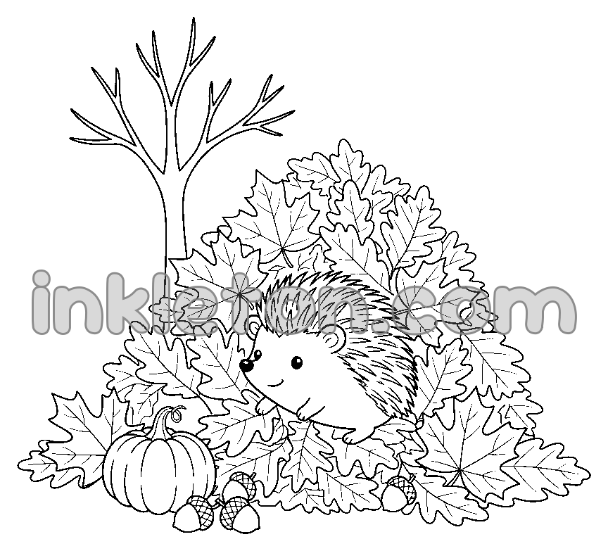 Ježek v podzimním listí