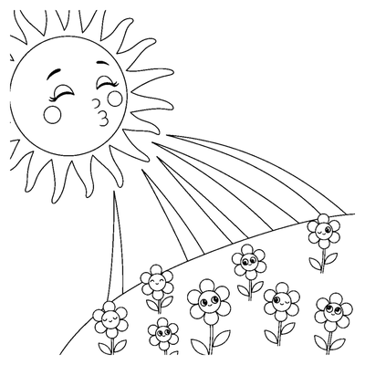 Pagina da colorare Il bacio mattutino del Sole alla Terra da stampare