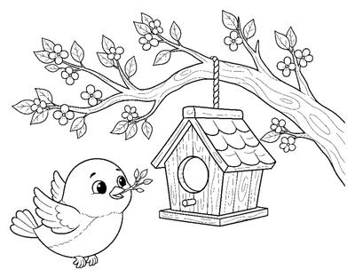 Birdhouse στα δέντρα της άνοιξης