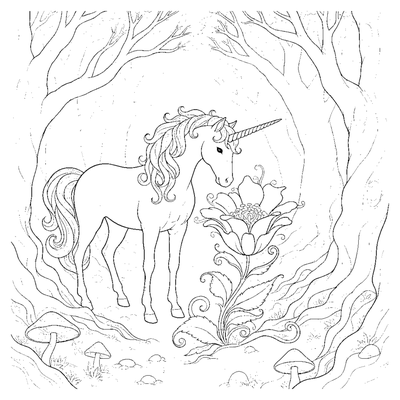 Página para colorear de El prado encantado del unicornio para imprimir